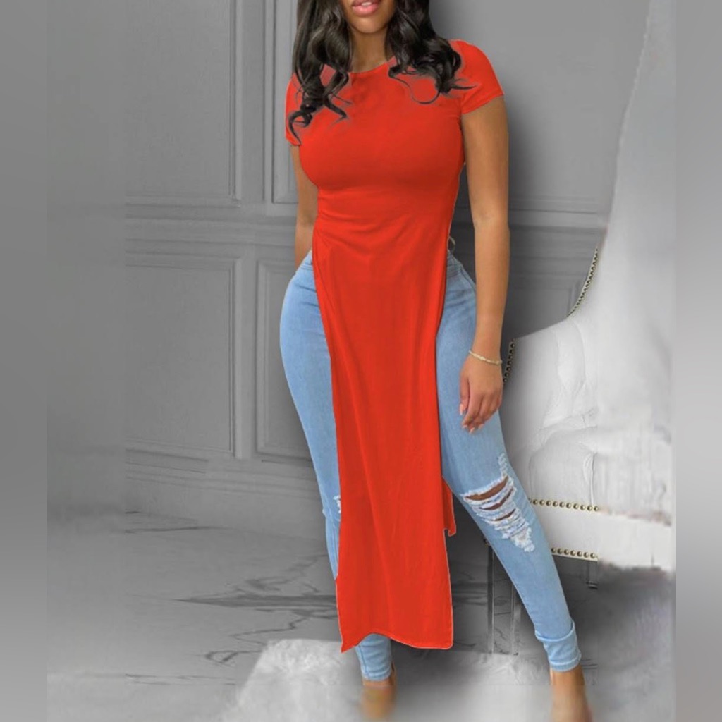Solid Split Side Longline T-Shirt
